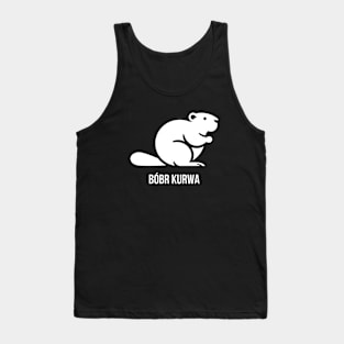 Funny Polish Internet Meme Bobr Bober Kurwa Minimalistic Beaver Art Tank Top